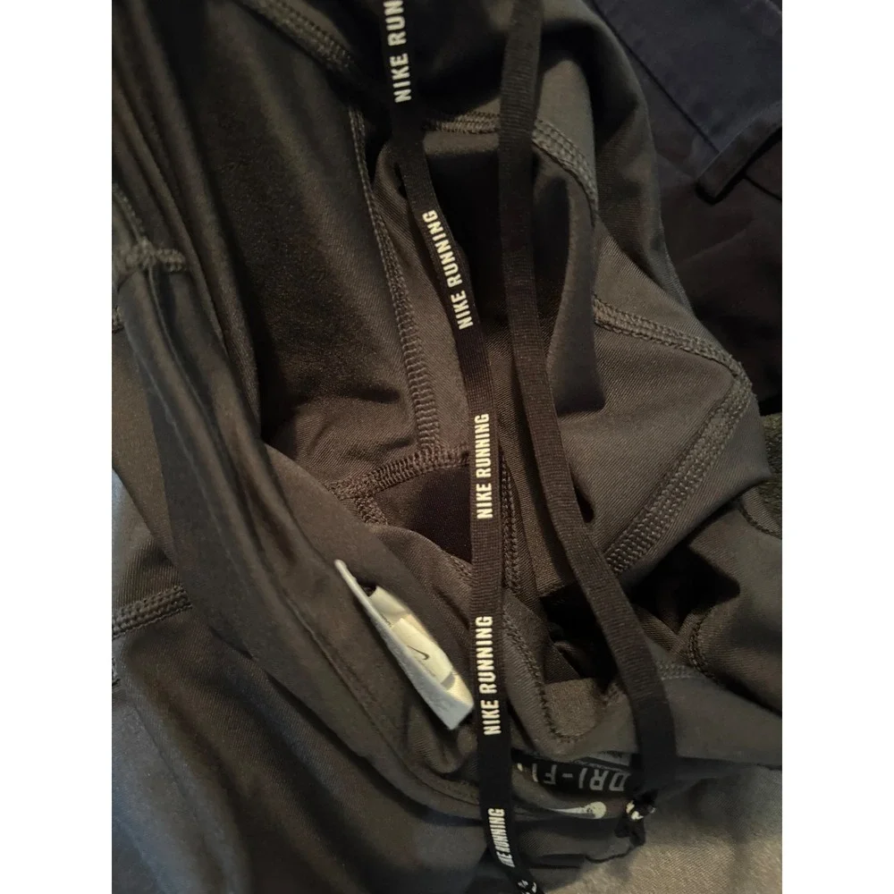 Nike Dri-FIT Womens Running Leggings Zipper Pocket Crop Tights Sz S *Flawed*